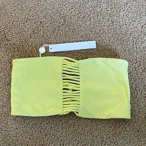 Mikoh Neon Yellow Bandeau Bikini Top with Strappy Center
